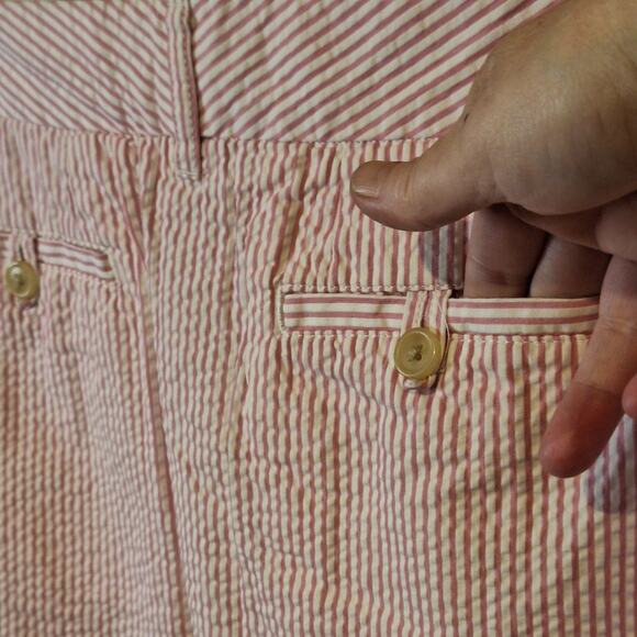 L.L.Bean Skirt Women Size 10 Petite Pink White Seersucker Striped Classic Preppy - Picture 5 of 8